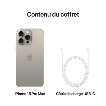 iPhone 15 Pro Max 256 Go Titane naturel - Reconditionné - Comme neuf